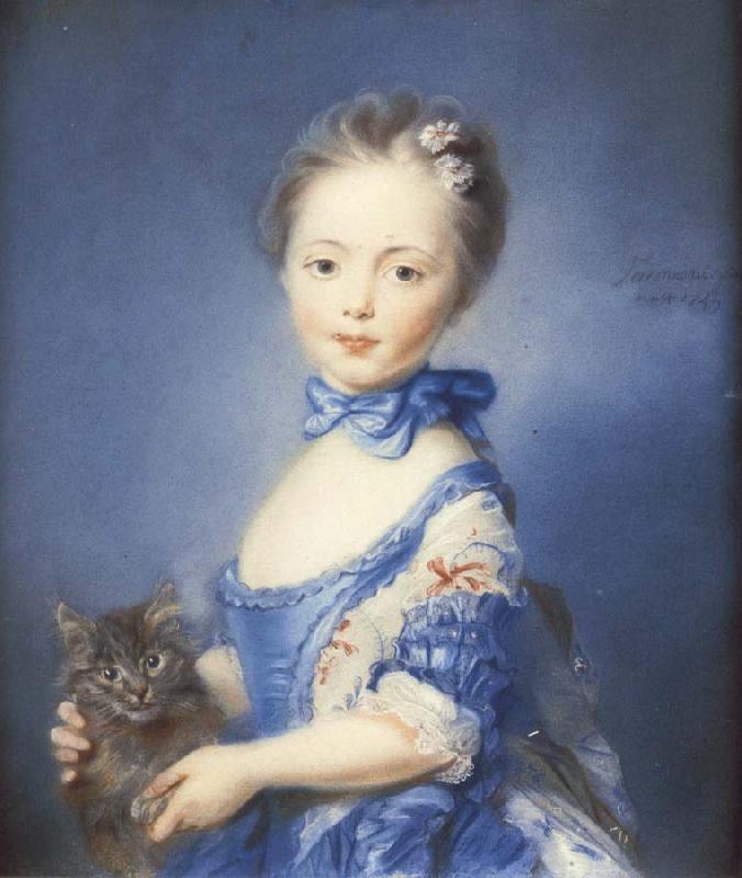 PERRONNEAU, Jean-Baptiste A Girl with a Kitten Germany oil painting art